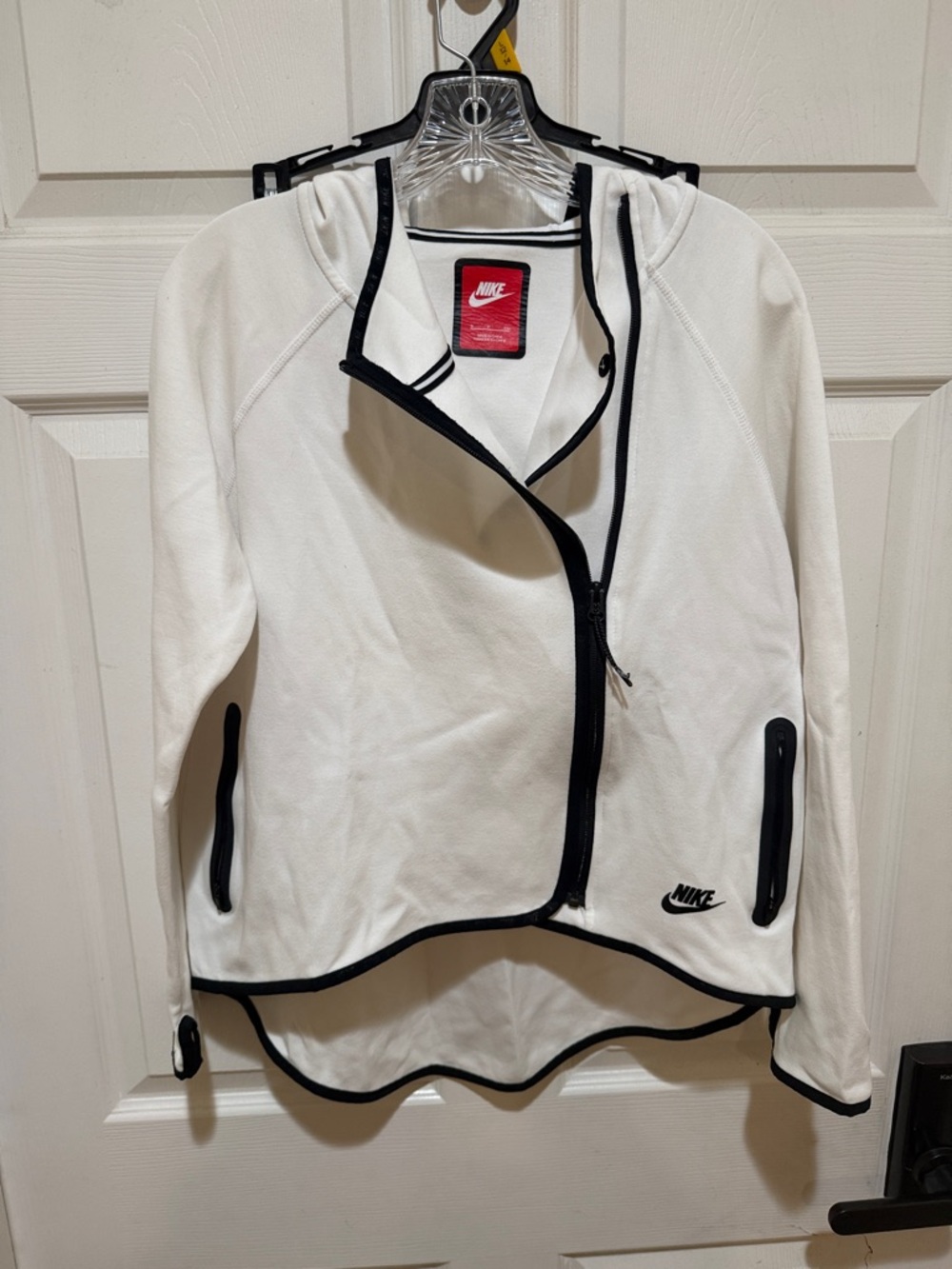 Nike White Hooded Zip Utility Jacket with Black Trim